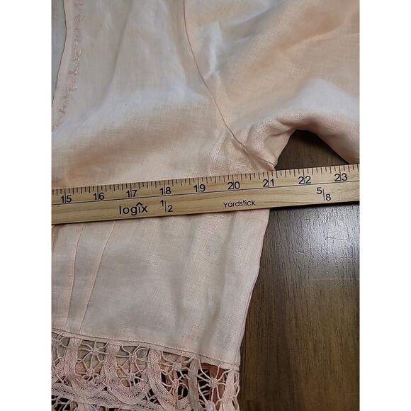 J. Jill Women’s Medium Peach Crochet Cropped Open Cardigan Sweater EUC - Picture 5 of 8